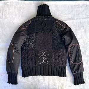 Miss Sixty Vintage Y2K Puffer Jacket XS black with knitted patchwork back